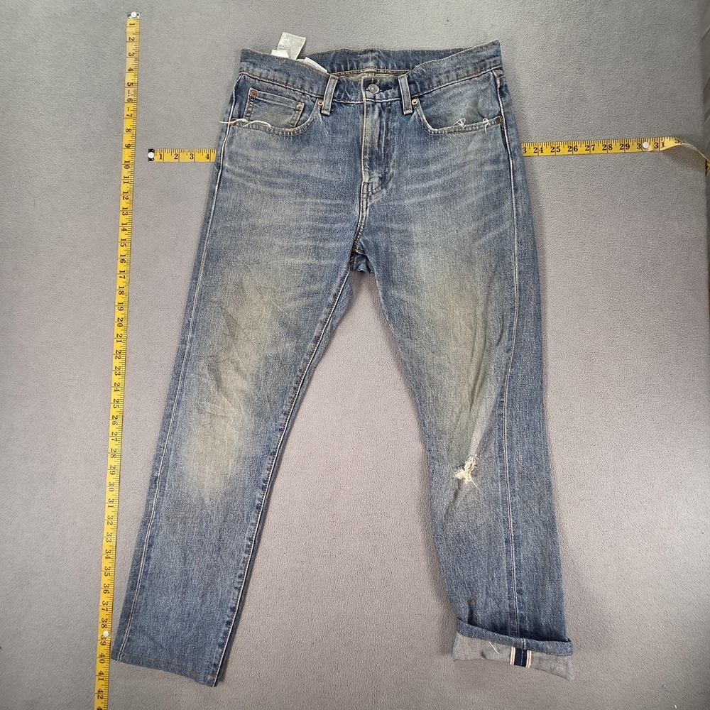 Levis‎ 512 Jeans Mens Selvedge Blue Light Wash Slim Whiskers Fits 30x27